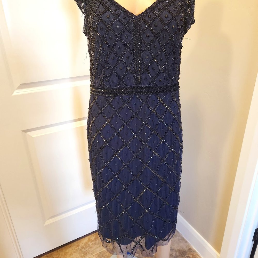 Adrianna Arpell Beaded and Sequin Cocktail Dress